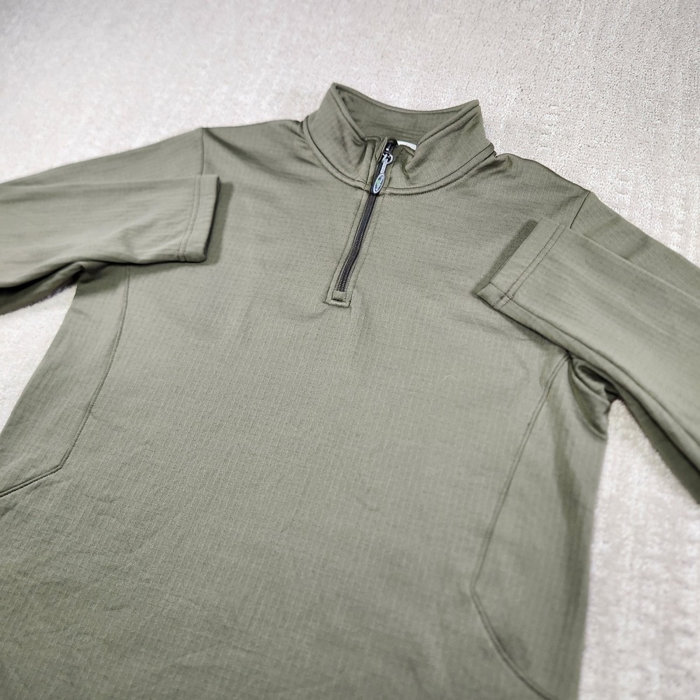 Arborwear Sweatshirt Men Large Green Staghorn Grid Fleece Green 1/4 Zip Slim Fit